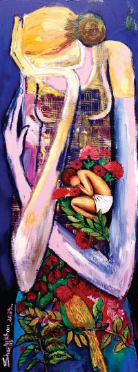 Shazly Khan, The true calling of a woman III (series), 18 x 48 Inch, Acrylic on Canva, Figurative Painting, AC-SZK-067
